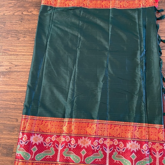 Other - Women’s Dark Green Saree with Red & Gold Border